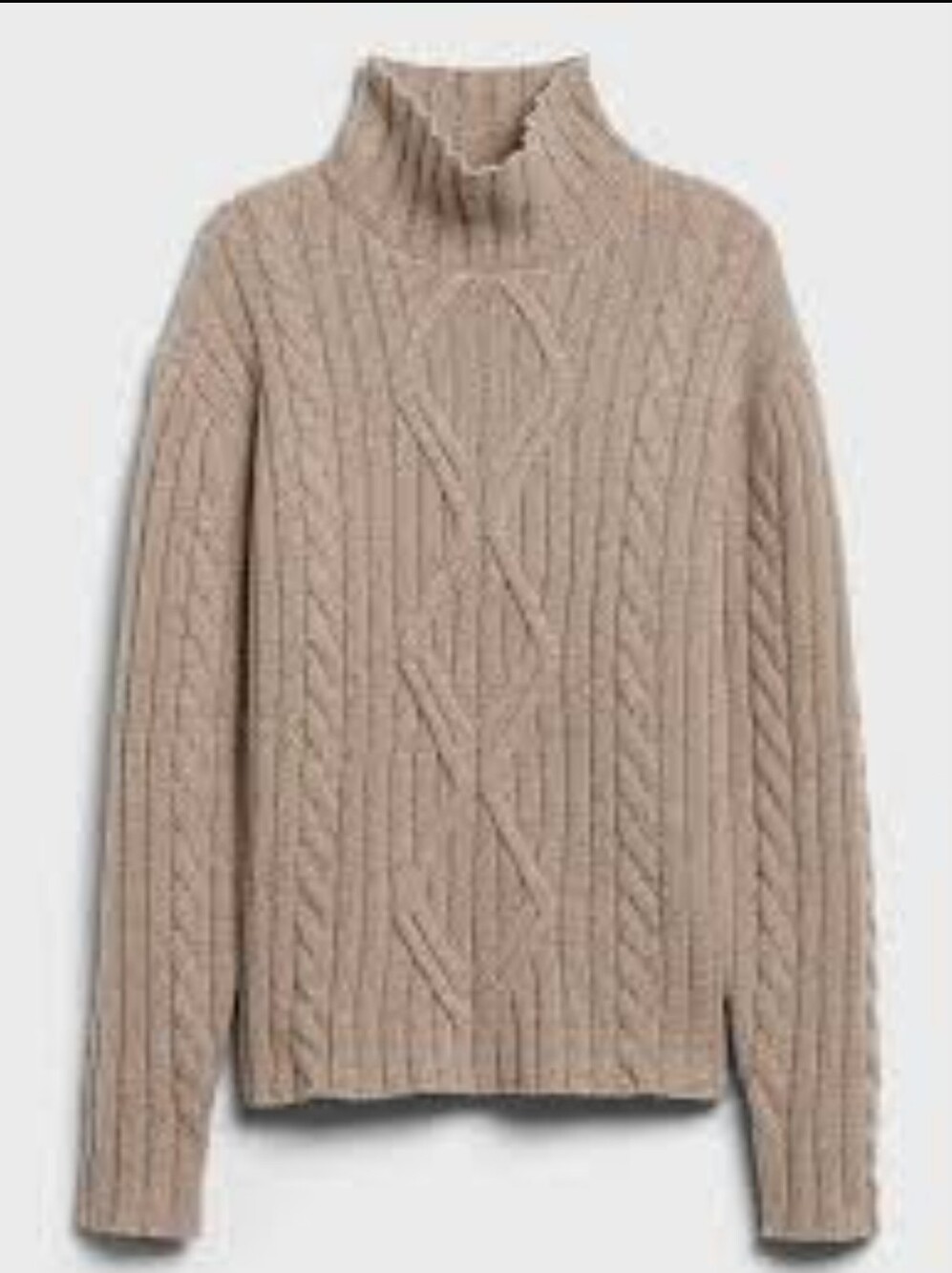 Banana Republic Taupe Cable-Knit Turtleneck Sweater